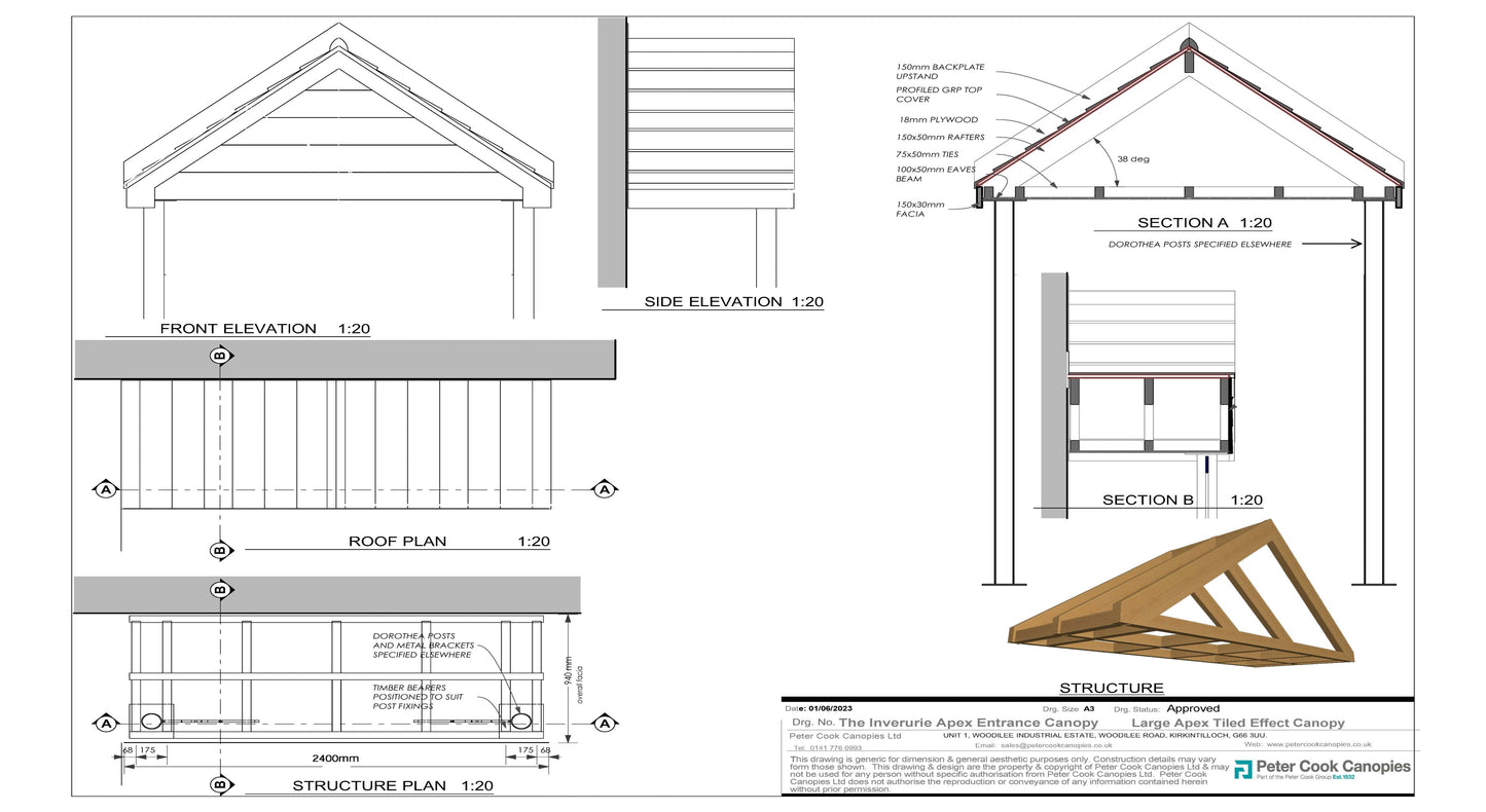 Large Inverurie Apex Entrance Canopy