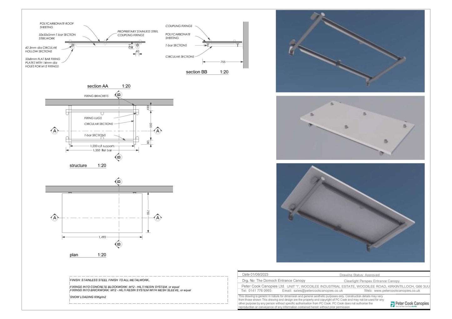 The Dornoch Clearlight Perspex Entrance Canopy