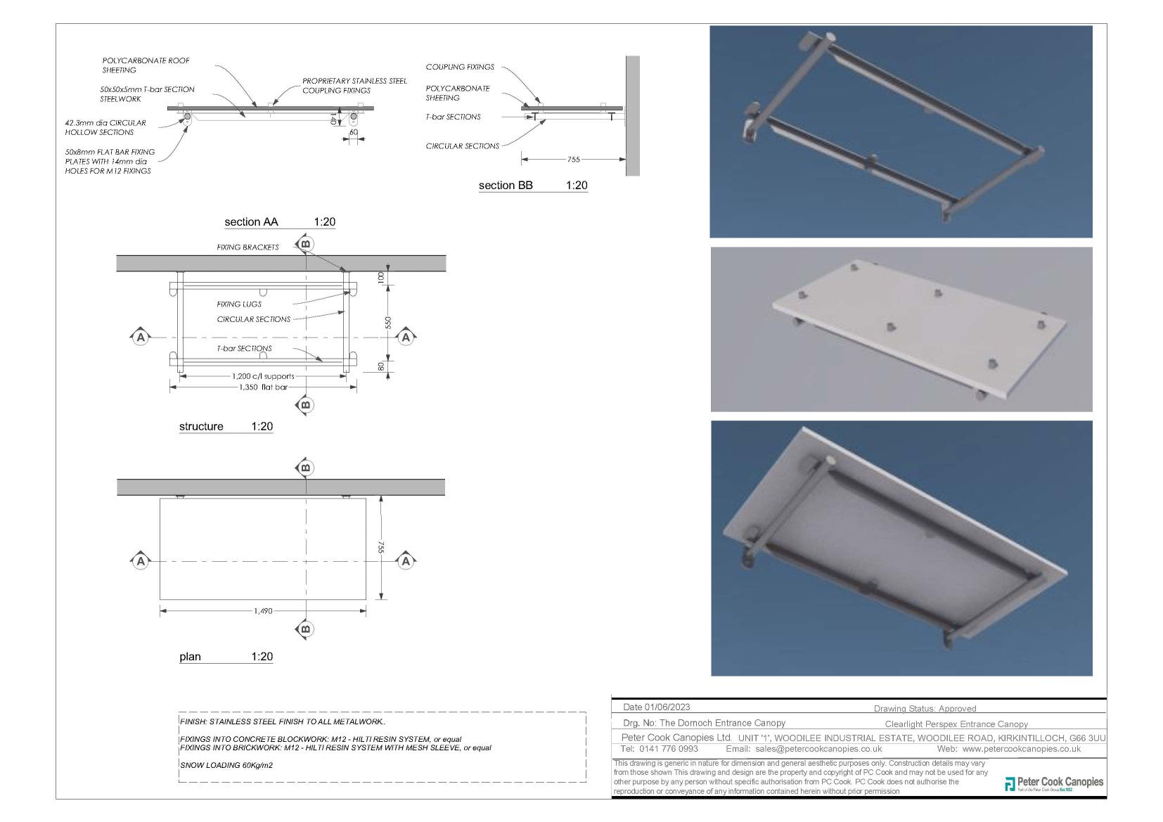 The Dornoch Clearlight Perspex Entrance Canopy