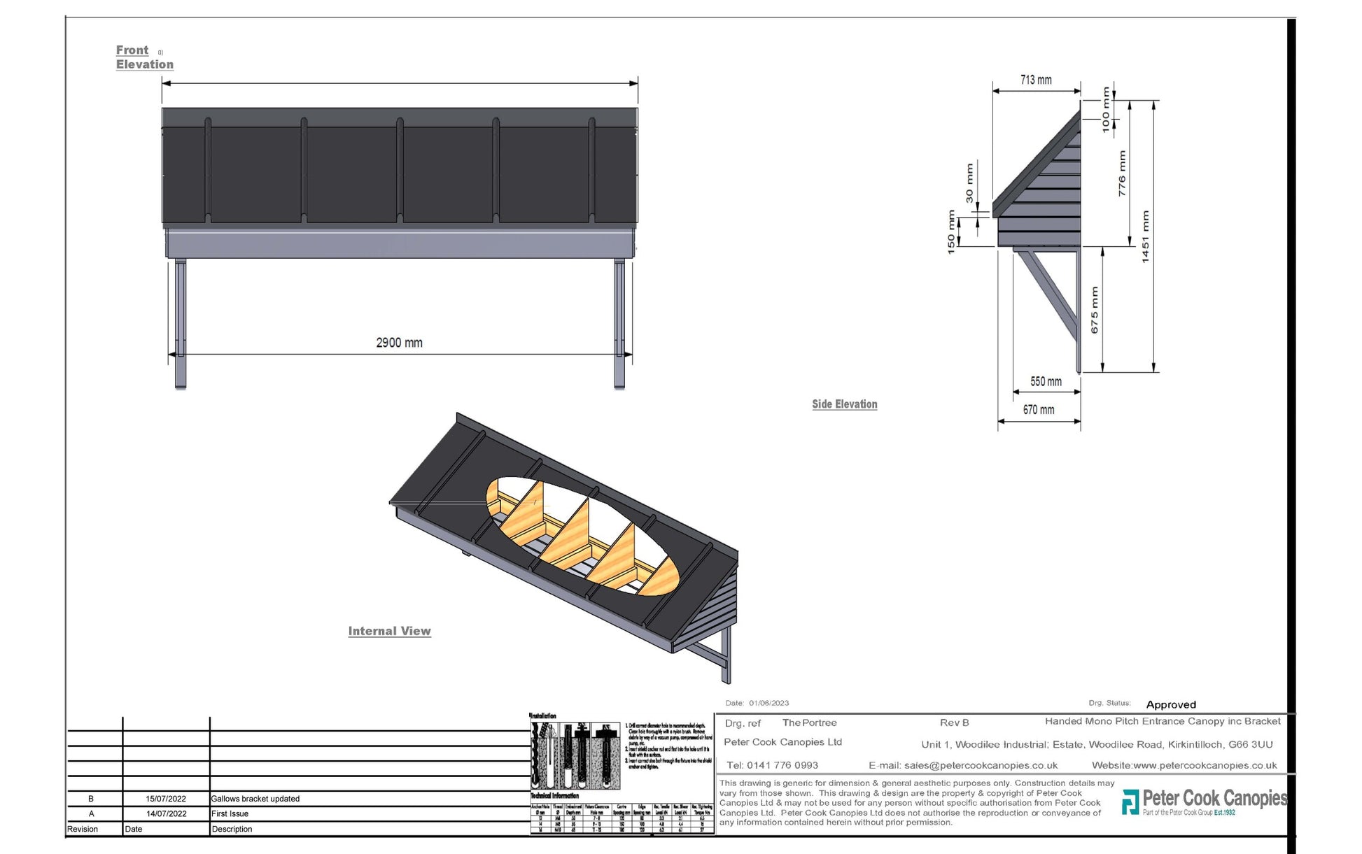 The Portree Mono Pitch Door Canopy 